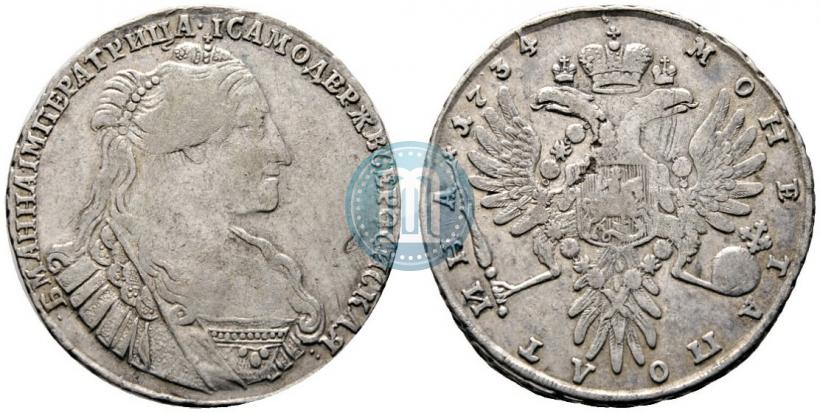 Фото Полтина 1734 года  "Тип 1735 года"