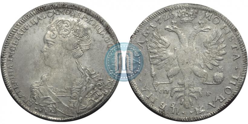 Picture 1 rouble 1726 year СПБ "Petersburg type, portrait turned to the left"