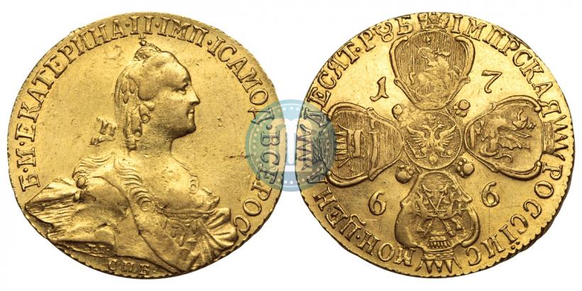 Picture 10 roubles 1766 year СПБ 