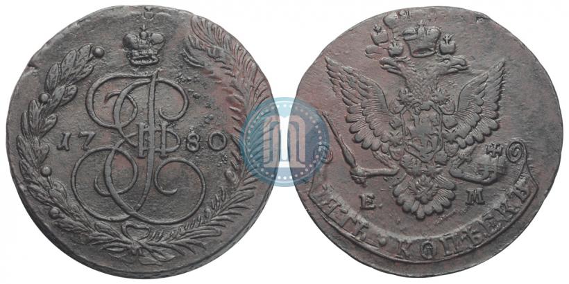 Picture 5 kopecks 1780 year ЕМ 