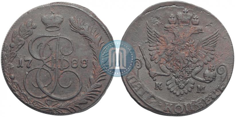 Фото 5 копеек 1788 года КМ 
