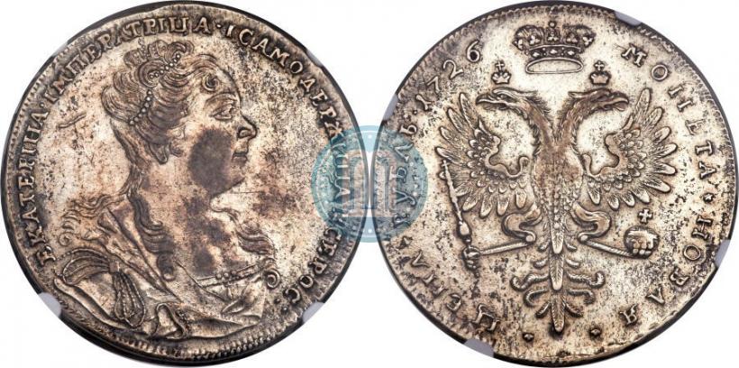 Фото 1 рубль 1726 года  "Московский тип, портрет вправо"