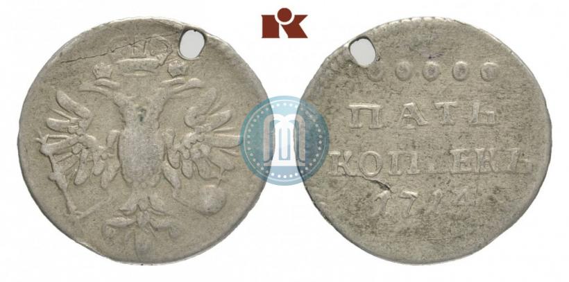 Фото 5 копеек 1714 года  
