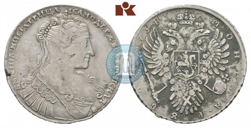 Фото 1 рубль 1734 года  "Тип 1734 года"