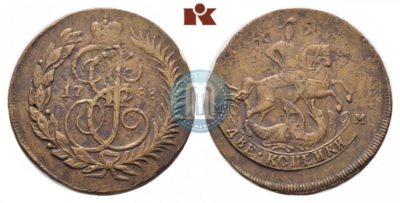 Фото 2 копейки 1788 года ММ 