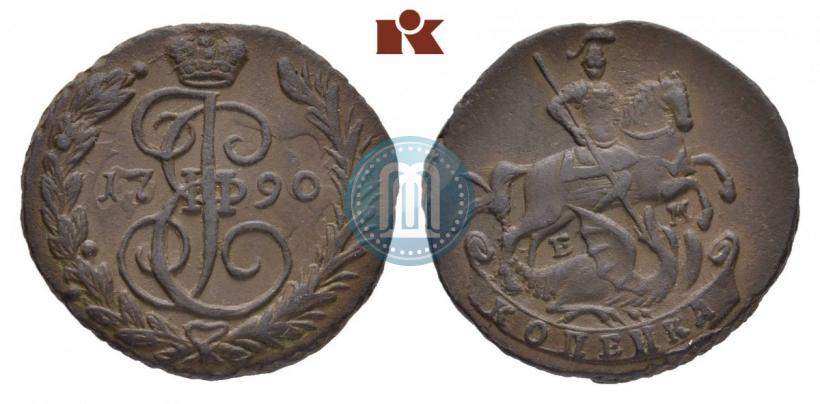 Picture 1 kopeck 1790 year ЕМ 