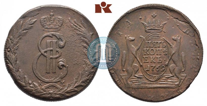 Picture 5 kopecks 1769 year КМ 