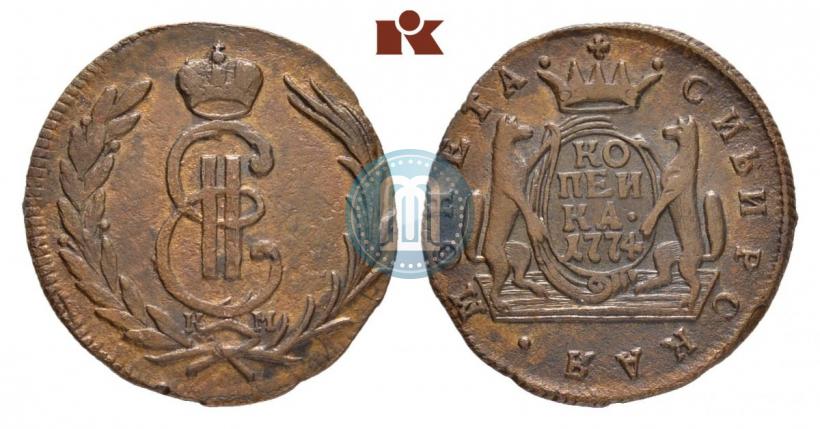 Picture 1 kopeck 1774 year КМ 
