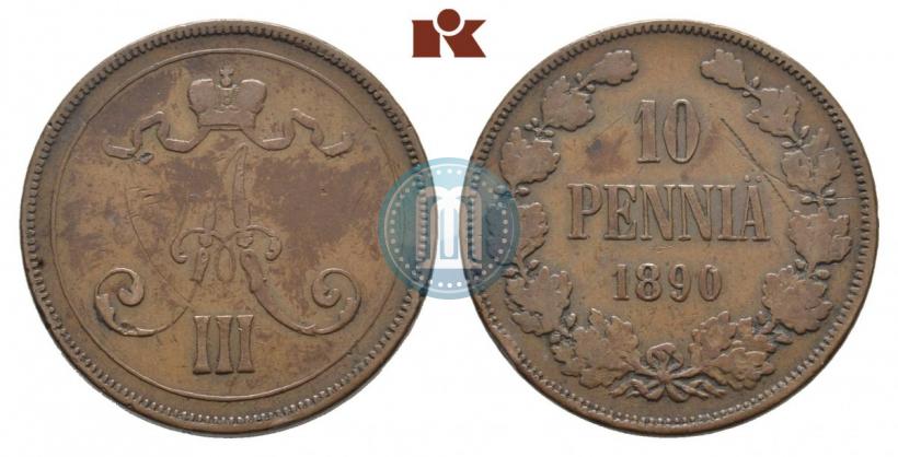 Picture 10 pennia 1890 year  