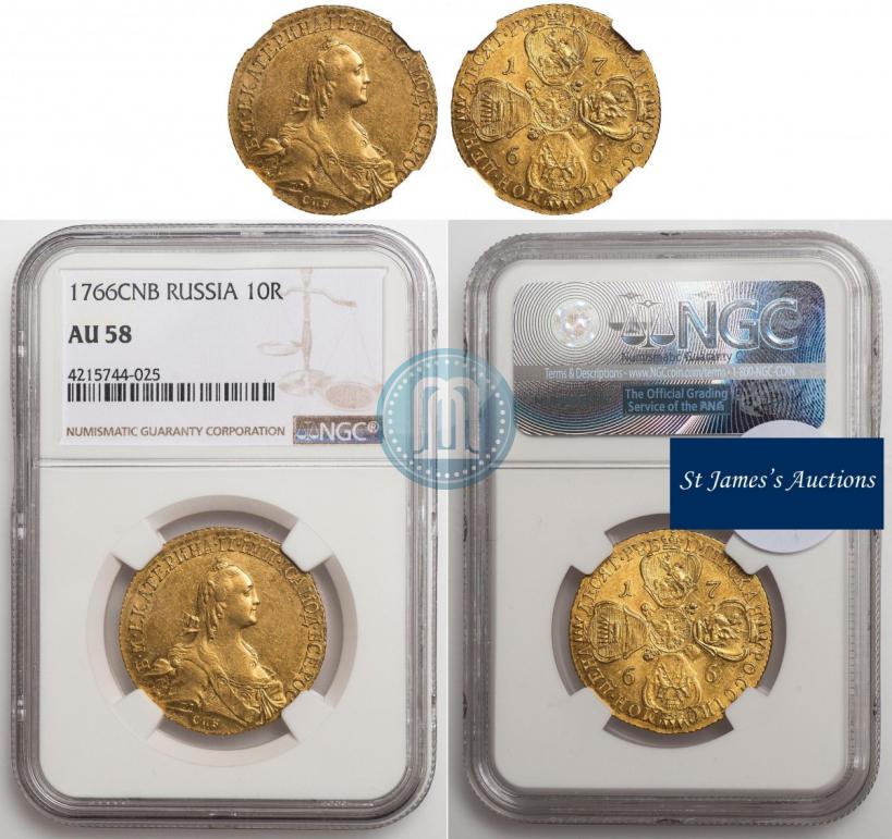 Picture 10 roubles 1766 year СПБ 