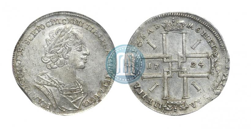 Фото 1 рубль 1724 года  "Портрет в античных доспехах"