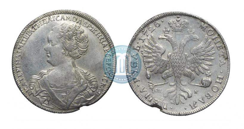 Picture 1 rouble 1726 year СПБ "Petersburg type, portrait turned to the left"