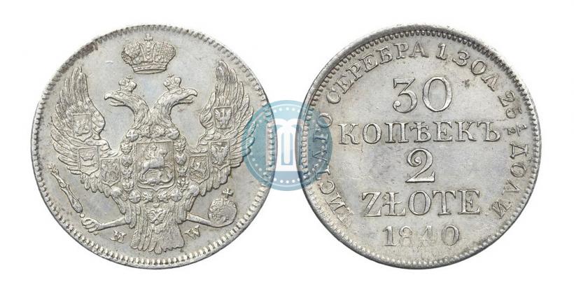 Picture 30 kopecks - 2 złotych 1840 year MW 