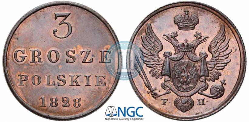 Фото 3 гроша 1828 года FH 