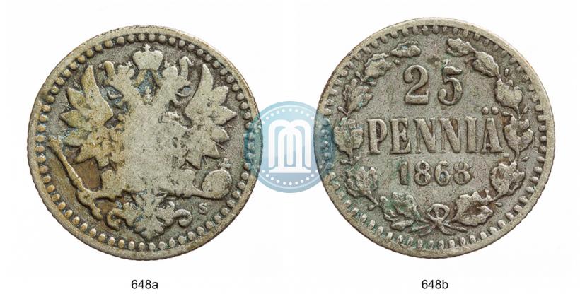 Фото 25 пенни 1868 года S 