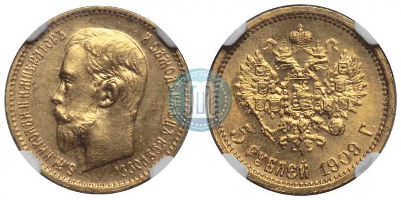 Picture 5 roubles 1909 year (ЭБ) 