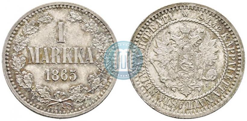 Picture 1 markka 1865 year S 