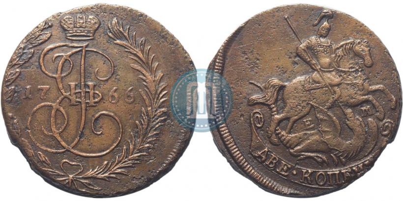 Фото 2 копейки 1766 года ЕМ 