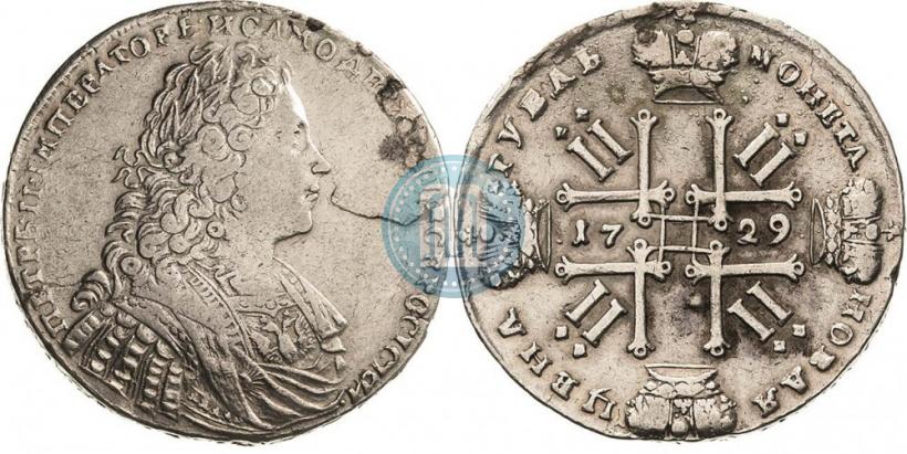 Фото 1 рубль 1729 года  "Тип 1728"