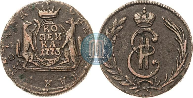 Фото 1 копейка 1773 года КМ 