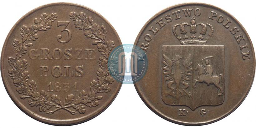 Picture 3 grosze 1831 year KG "Polish uprising"