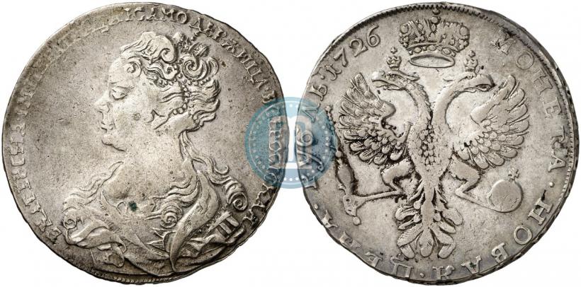 Picture 1 rouble 1726 year  "Moscow type, portrait turned to the left"