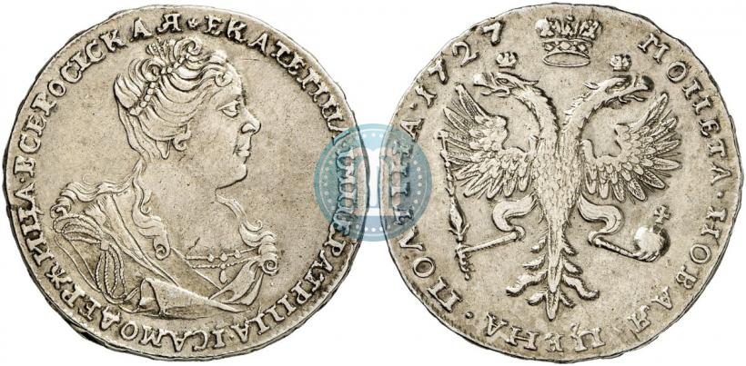 Фото Полтина 1727 года  "Московский тип, портрет вправо"