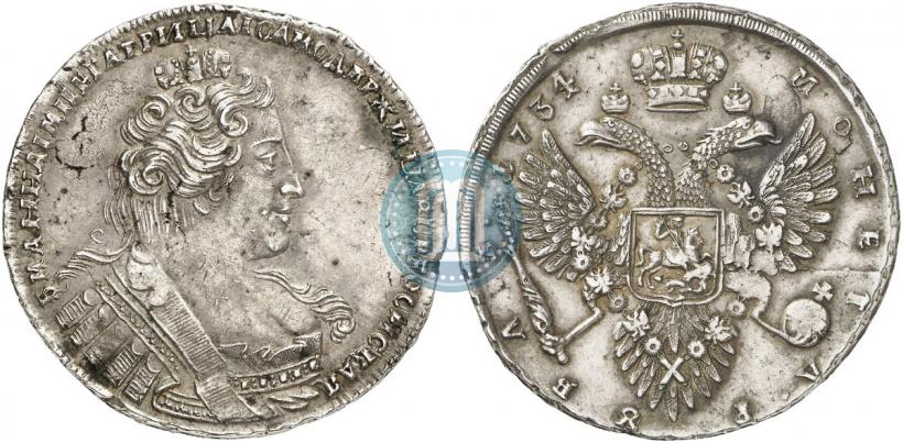 Фото 1 рубль 1734 года  "Тип 1732 года"