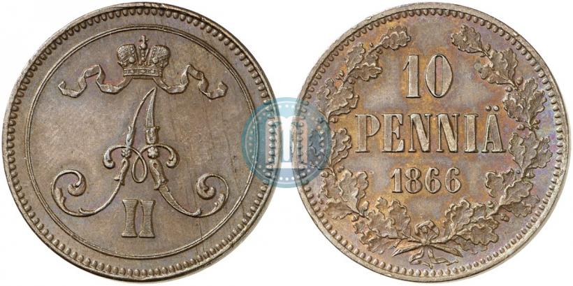 Picture 10 pennia 1866 year  