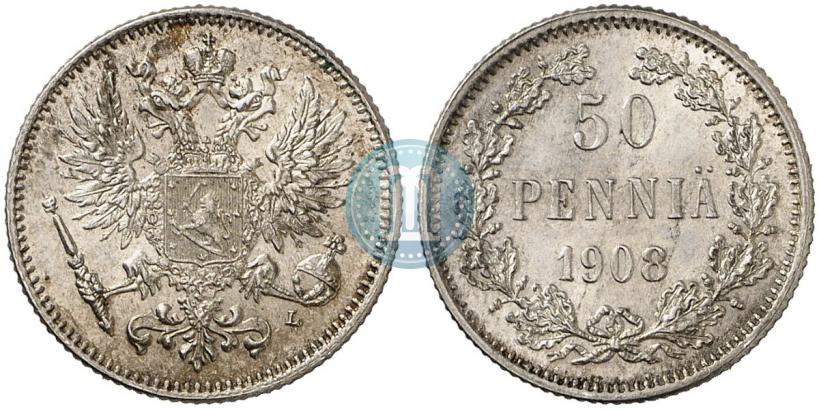 Picture 50 pennia 1908 year L 