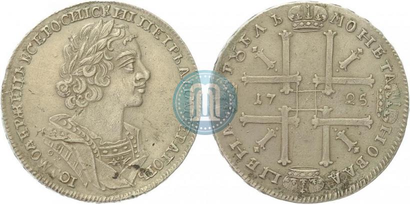 Фото 1 рубль 1725 года OK "Портрет в античных доспехах"