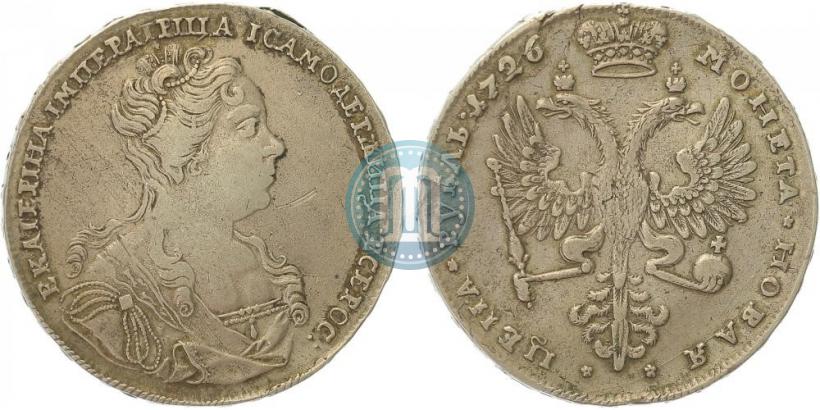 Фото 1 рубль 1726 года  "Московский тип, портрет вправо"
