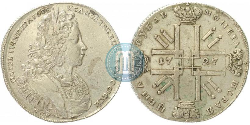 Фото 1 рубль 1727 года СПБ "Петербургский тип"