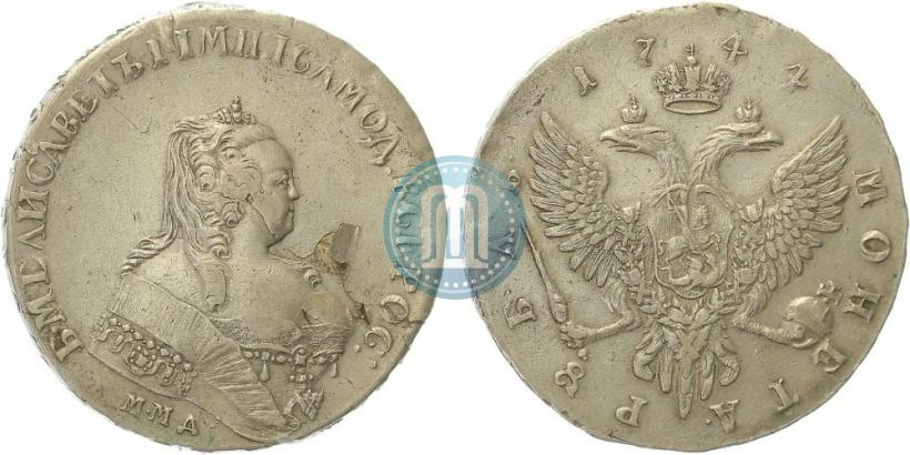 Фото 1 рубль 1744 года ММД 