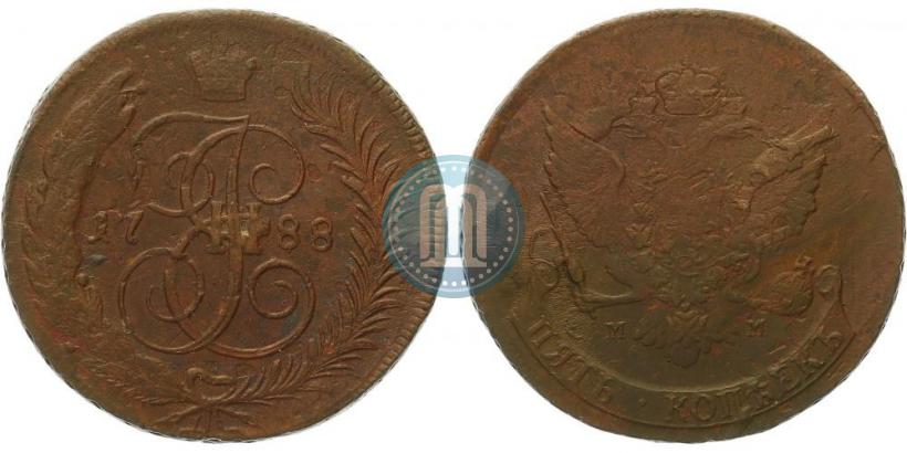 Фото 5 копеек 1788 года ММ 