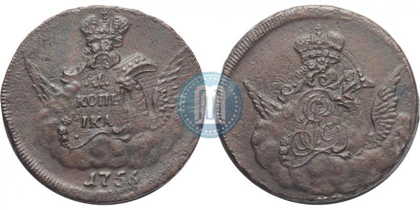 Picture 1 kopeck 1756 year ММД 