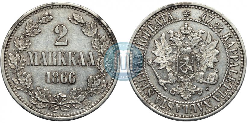 Picture 2 markkaa 1866 year S 