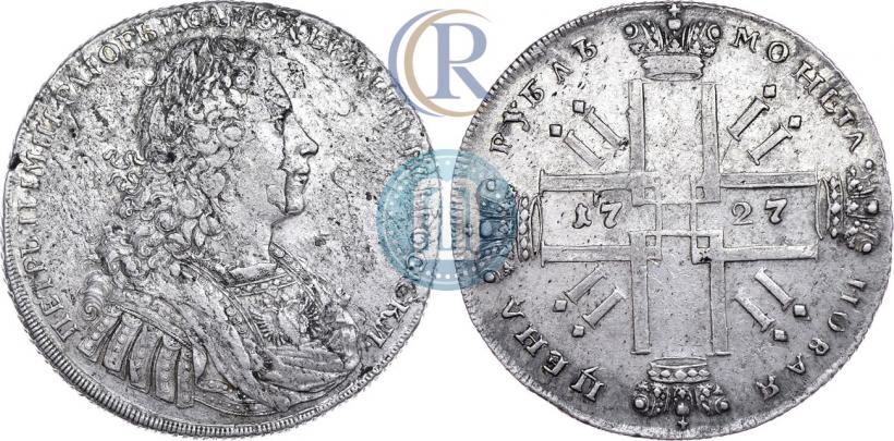 Picture 1 rouble 1727 year  "Monogram on the reverse. Pattern"