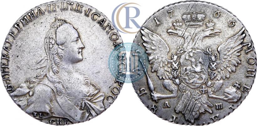 Picture 1 rouble 1766 year СПБ-АШ-Т.I. 