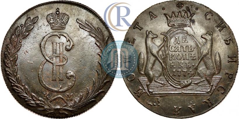 Фото 10 копеек 1774 года КМ 