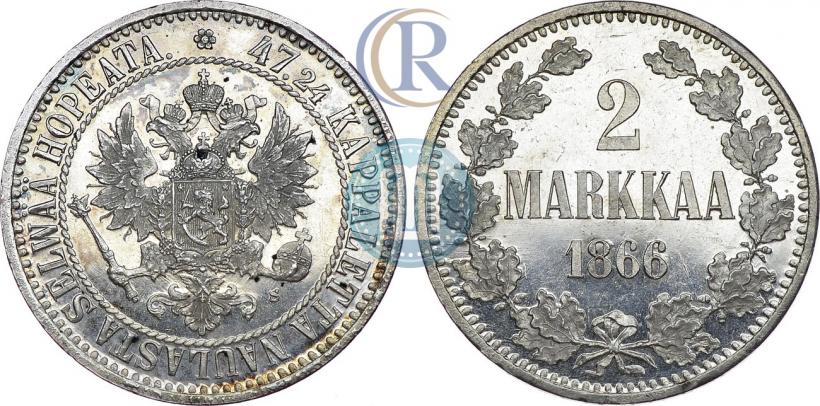 Picture 2 markkaa 1866 year S 