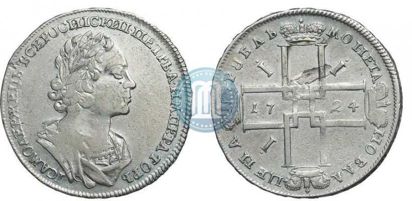 Фото 1 рубль 1724 года  "Портрет в античных доспехах"