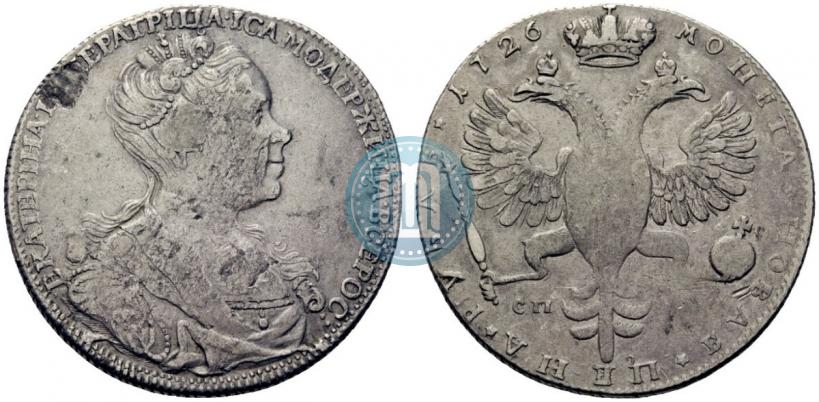 Фото 1 рубль 1726 года  "Московский тип, портрет вправо"