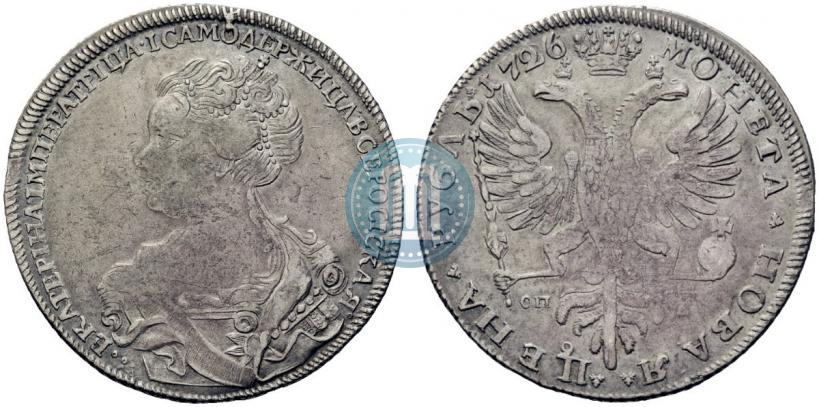 Picture 1 rouble 1726 year СПБ "Petersburg type, portrait turned to the left"