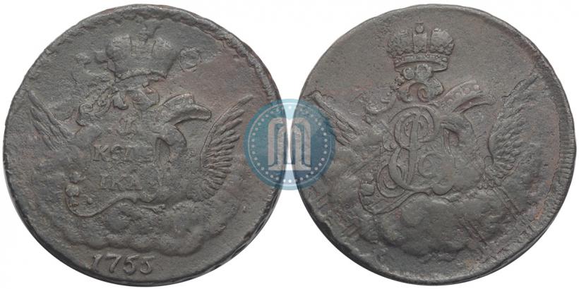 Picture 1 kopeck 1755 year  