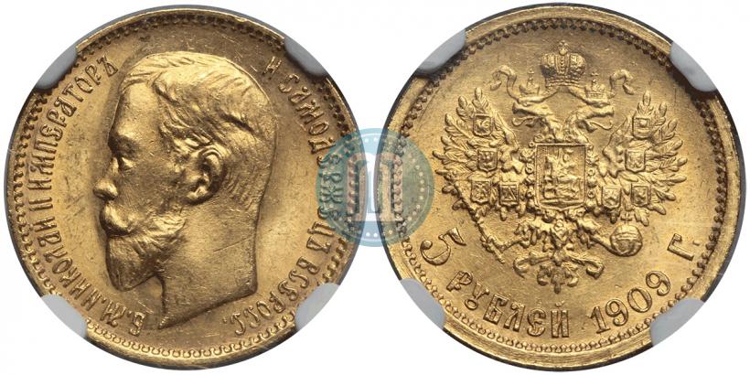 Picture 5 roubles 1909 year (ЭБ) 