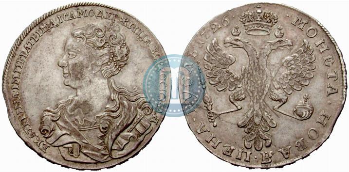 Picture 1 rouble 1726 year  "Moscow type, portrait turned to the left"