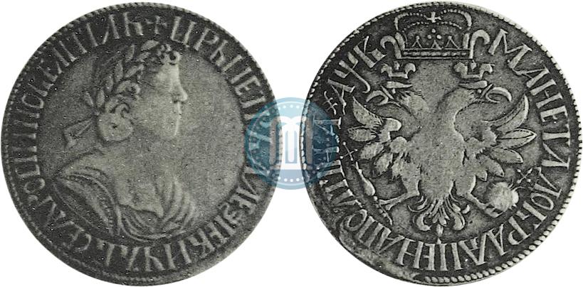 Picture Poltina 1702 year  "With a ribbon near the wreath"