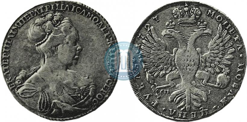 Фото 1 рубль 1727 года СПБ "Высокая прическа"