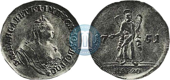 Фото 2 червонца 1751 года  "Св. Андрей на реверсе"